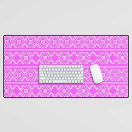 Decorative Light Pink and White Christmas Knit Pattern Desk Mat