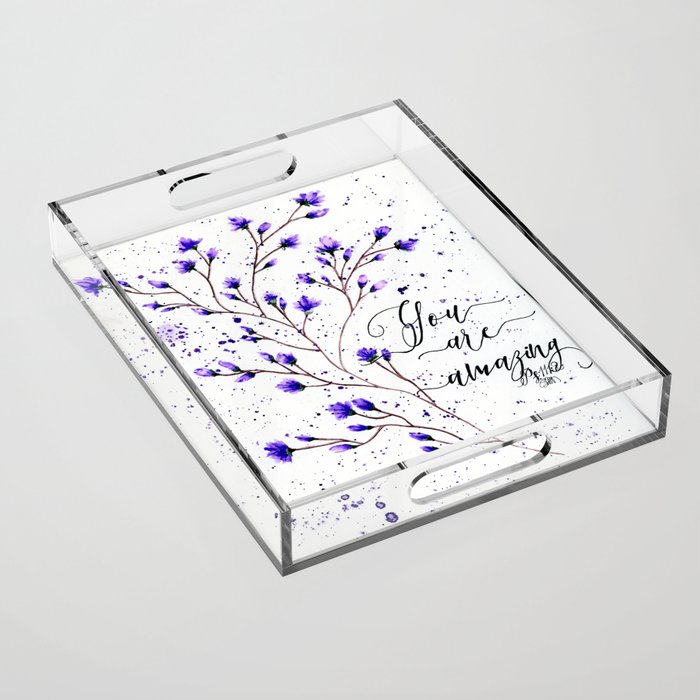 purple flowers Acrylic Tray