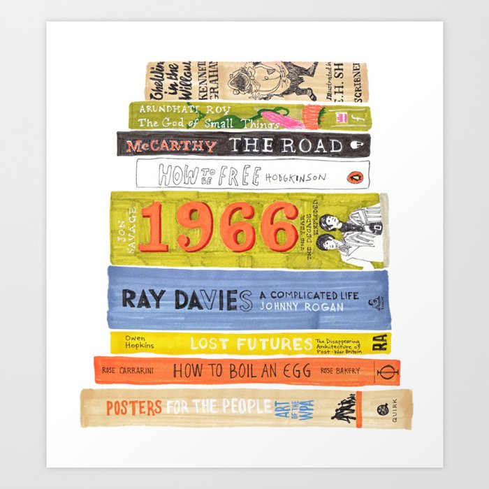 Reading Pile Art Print