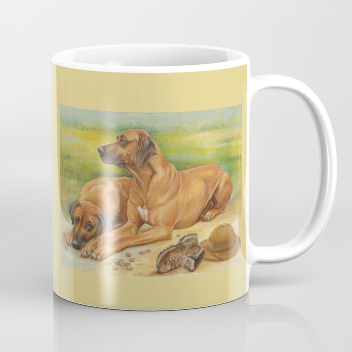 Rhodesian Ridgeback Dog portrait in scenic landscape Painting Coffee Mug