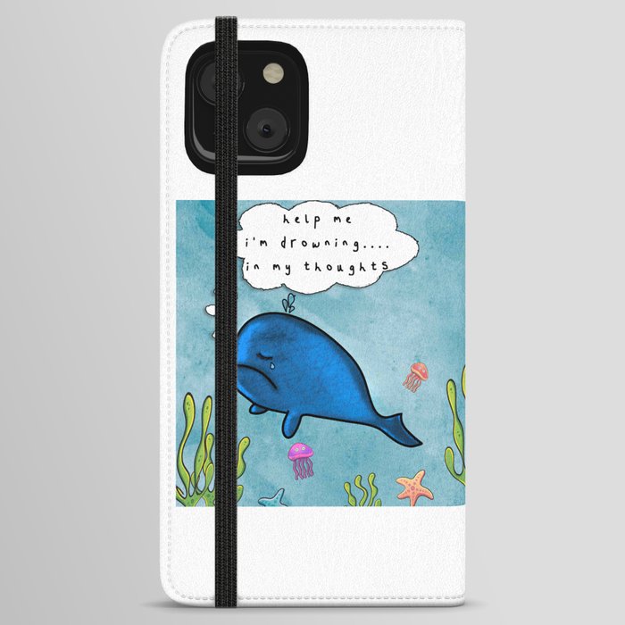 sad whale with deep quote  iPhone Wallet Case