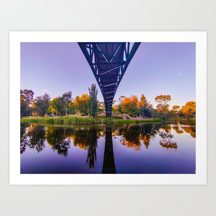 Sunset purple sky river reflection Adelaide City South Australia Art Print