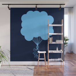 Pastel Blue Party Balloons Silhouette Wall Mural
