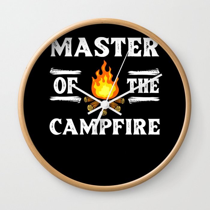 Campfire Starter Cooking Grill Stories Camping Wall Clock