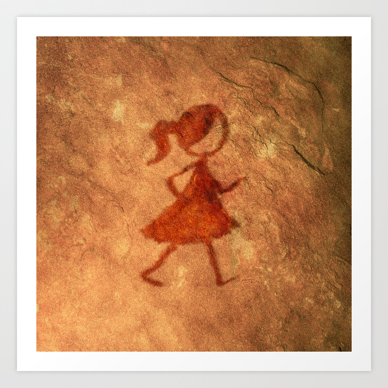 Flipt Pictures Girl Cave Painting Art Print By Fliptpictures