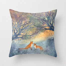 The Two Foxes Throw Pillow