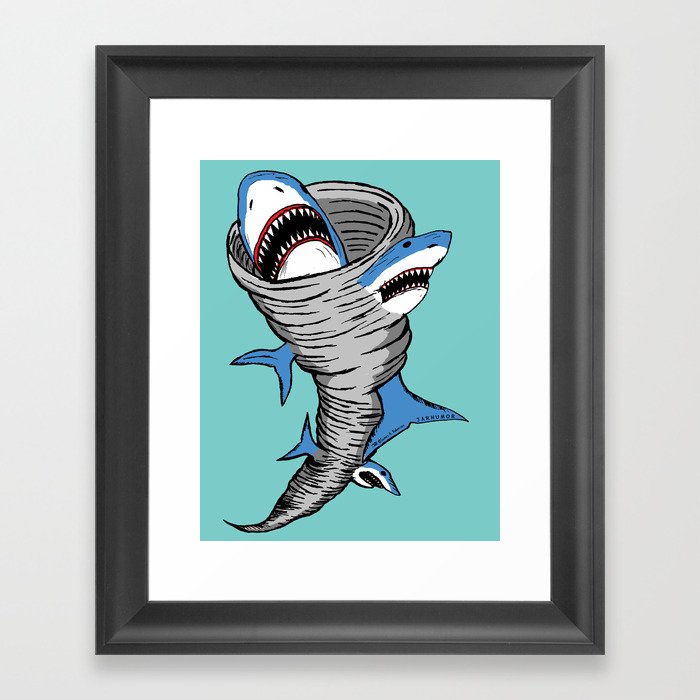 Shark Tornado Framed Art Print