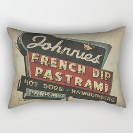 Johnnie's French Dip Pastrami Vintage/Retro Neon Sign Rectangular Pillow