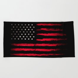 American flag Vintage Black Beach Towel