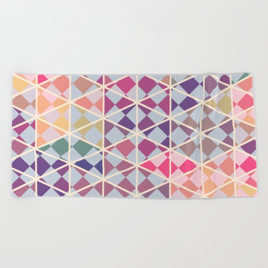 Purple mosaic pattern Beach Towel