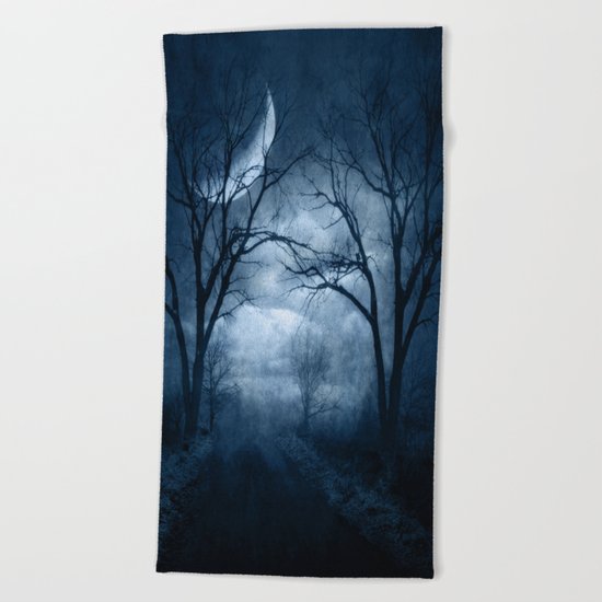 A Dark & Foggy Night Beach Towel