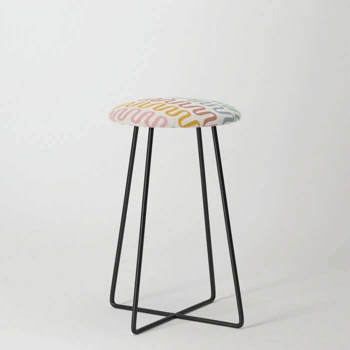 Abstract Shapes 262 in Retro Tones (Snake Pattern Abstraction) Counter Stool