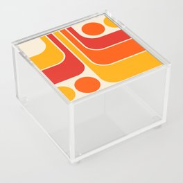 Retro Geometric Design 662 Red Orange Yellow and Beige Acrylic Box