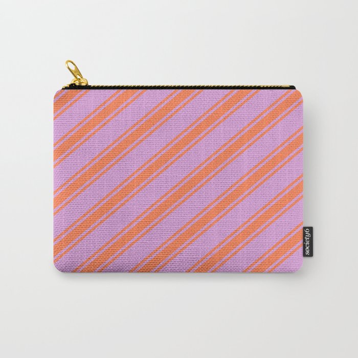 Plum & Coral Colored Lines/Stripes Pattern Carry-All Pouch