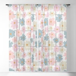 Floral Grid Sheer Curtain