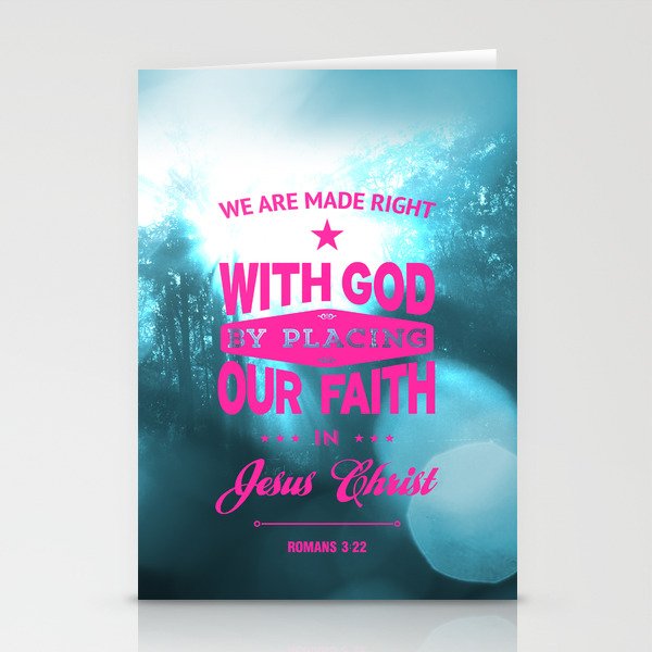 Typography Motivational Christian Bible Verses Poster - Romans 3:22 Stationery Cards