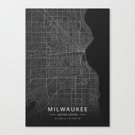 Milwaukee, United States - Dark Map Canvas Print