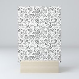 Grey Eastern Floral Pattern  Mini Art Print