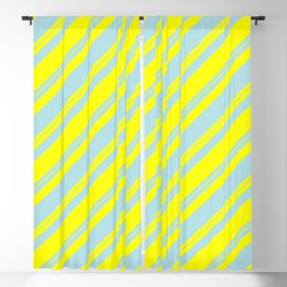 [ Thumbnail: Powder Blue and Yellow Colored Lined Pattern Blackout Curtain ]