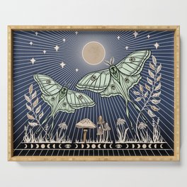 Luna Moths with moon and mushrooms - art and 2022 Lunar calendar (Northern Hemisphere) Serving Tray