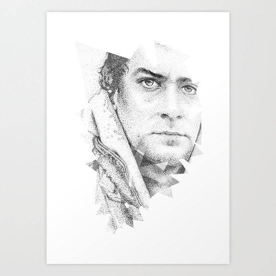 bonobo dot work portrait Art Print