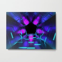 Purple Lights Rendering Tunnel Metal Print | 3D, 3Dmodels, Stylish, 3Dmodel, Cool, Tunnel, Blue, Engineer, Ultraviolet, Abstract 