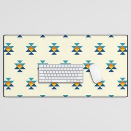 Small colorful aztec elements on cream pattern Desk Mat