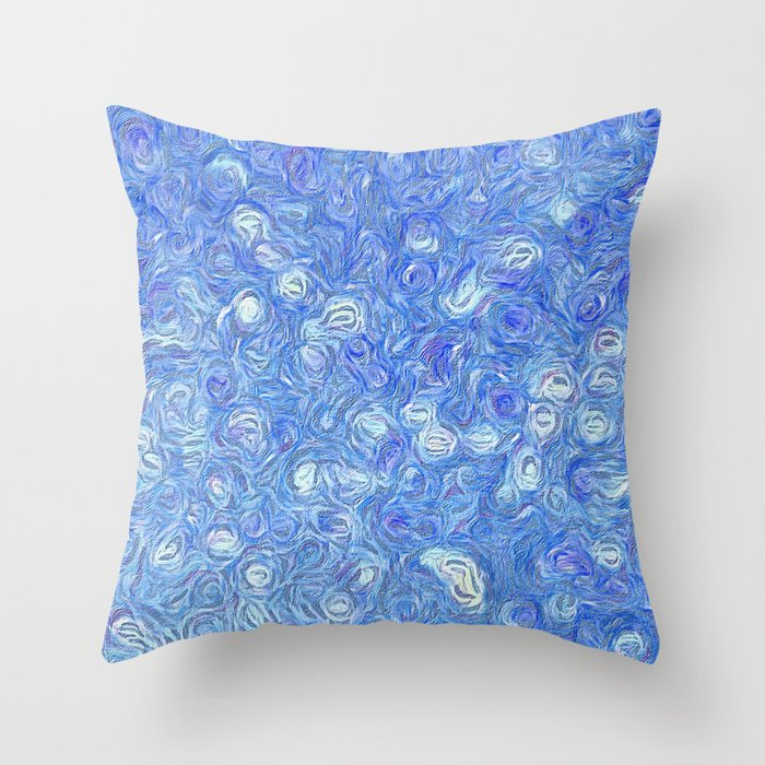Whirlygig - pretty blue abstract pattern; digital painting Throw Pillow