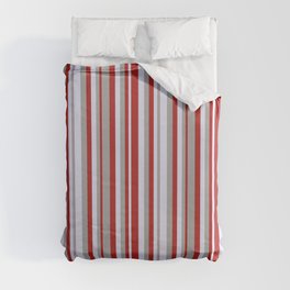 [ Thumbnail: Red, Dark Grey & Lavender Colored Lines Pattern Duvet Cover ]