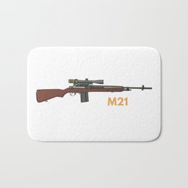 M21 Sniper Rifle Bath Mat | Soldier, Semiautomatic, Bullet, M21, Weapon, Veteran, Shoot, Vietnamwar, Rounds, Firearms 