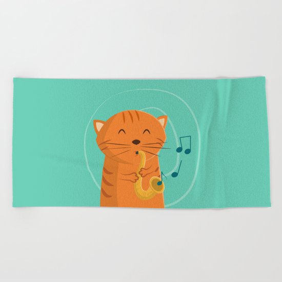 Jazz Cat Beach Towel