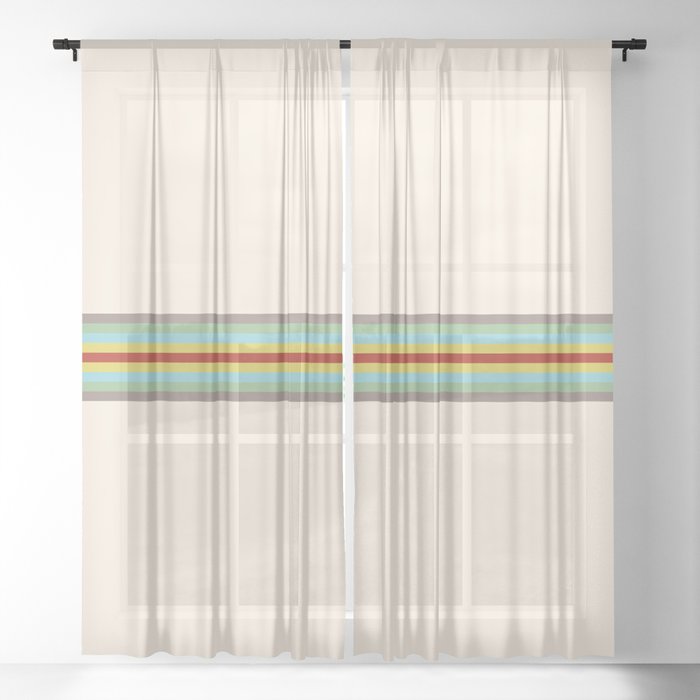 Blaba - Classic Minimal 70s Style Retro Stripes Sheer Curtain