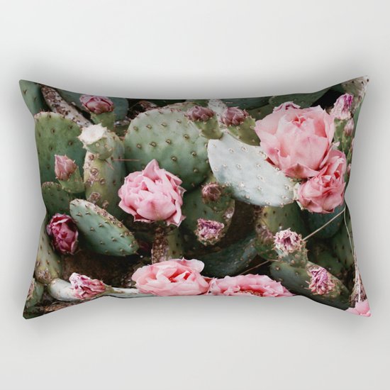 PINK CACTUS FLOWER ABSTRACT CLUSTER PATTERN Rectangular Pillow