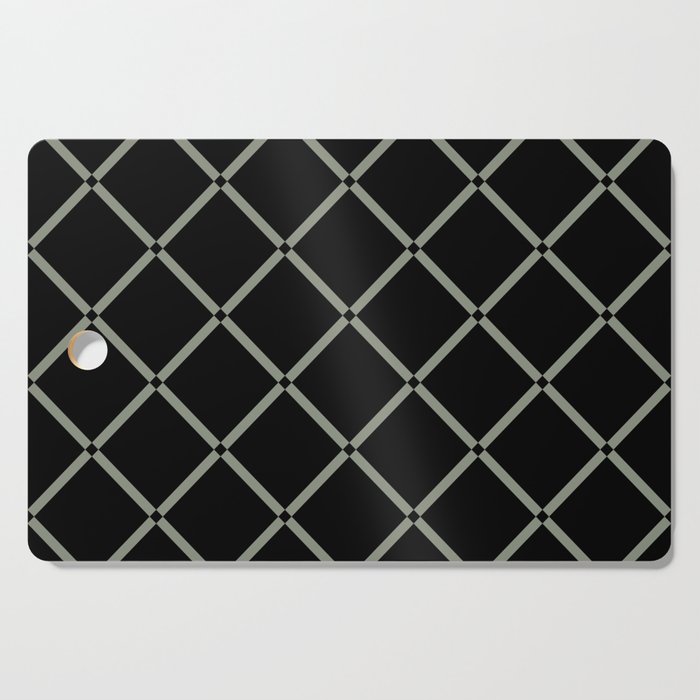 Black and Green Square Diamond Grid Pattern Pairs BH and G 2022 Color of the Year Laurel Leaf Cutting Board