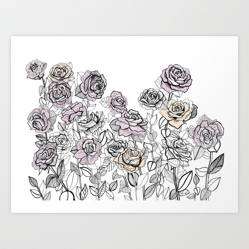 Rose Bush Drawing Graphic Design Art Print By Bluehazestudio Society6 This step by step tutorial shows how to draw a rose. rose bush drawing graphic design art print by bluehazestudio