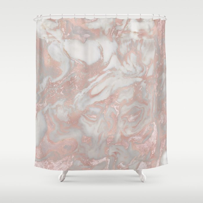 French polished rose gold marble Shower Curtain