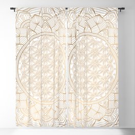 The Flower of Life Gold Mandala Pattern With White Shimmer Blackout Curtain