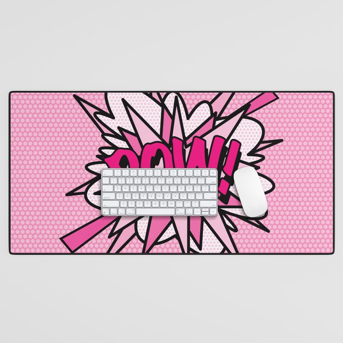 POW Pink Comic Book Pop Art Modern Fun Typography Lichtenstein Desk Mat