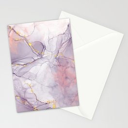 Purple Pink Gold Marble Stationery Card