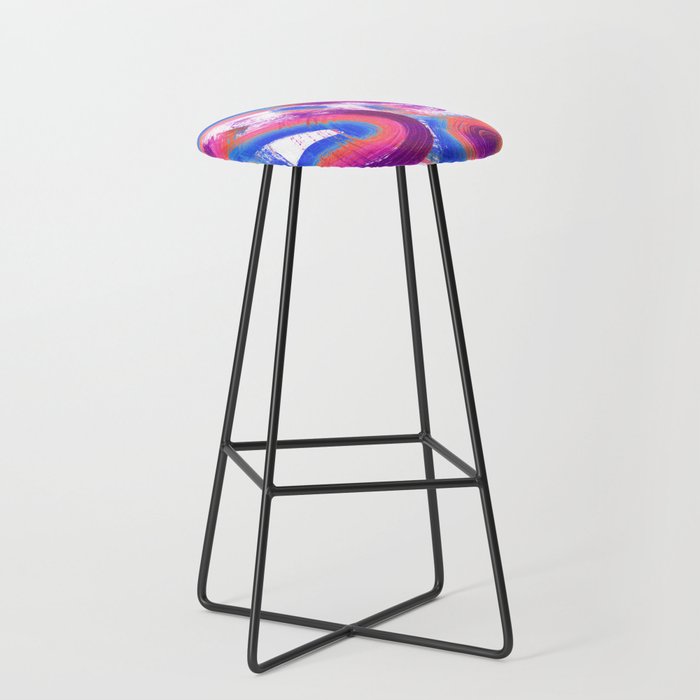 Swirls and Squiggles Abstract Painting - Blue Pink Purple Bar Stool