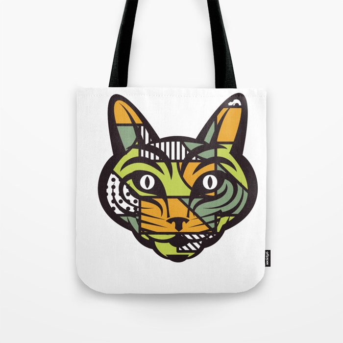 Abstract Cat Geometric Shapes Tote Bag