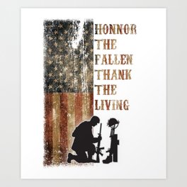 Vintage USA Flag Honor The Fallen Thank The Living Memorial's Day Veteran's Day Art Print