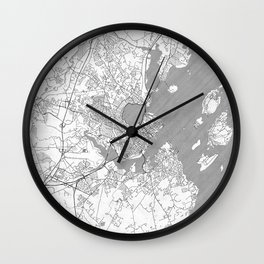 Portland Maine Map Line Wall Clock
