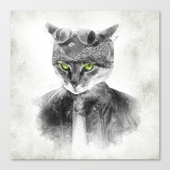 Biker Cat Canvas Print