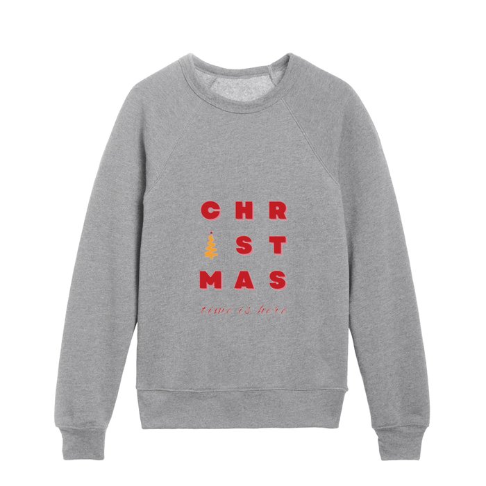 Christmas, Christmas Art, Red and Pink Christmas, Holiday Season Decor Kids Crewneck