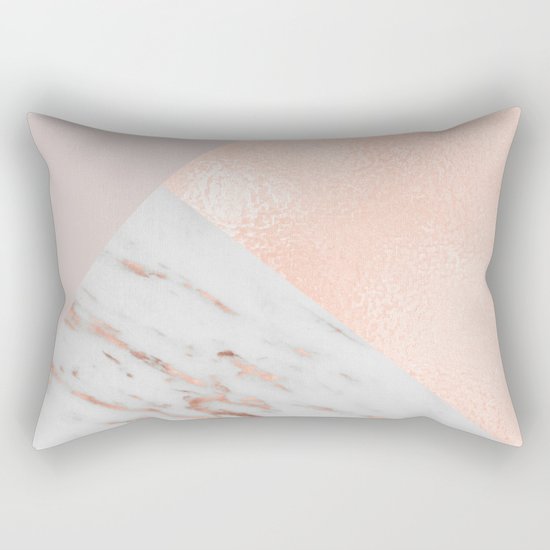 Blush pink layers of rose gold and marble Rectangular Pillow