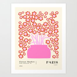 Modern Pink flower bouquet. Flower market. Paris Art Print