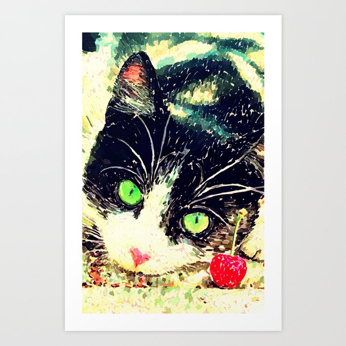 Cherry Kitty Art Print