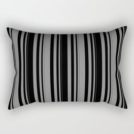 [ Thumbnail: Black & Grey Colored Stripes Pattern Rectangular Pillow ]