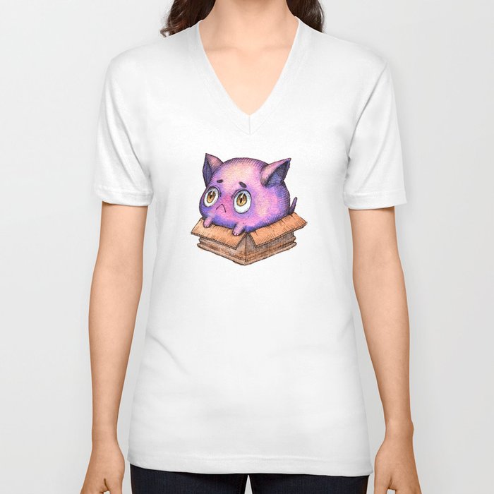 Box Cat V Neck T Shirt